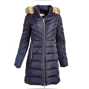 Women's EUC Michael Kors Navy Blue Puffer Winter Jacket Sz Sm